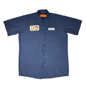 Red Kap Mens Navy Blue Short Sleeve Snap Work Shirt STW Electric Supply Large